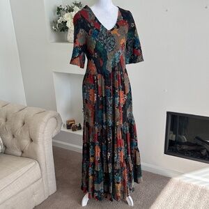 Softspots Black and Red Floral Maxi Dress